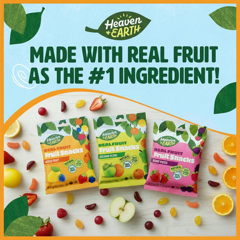 Pack, 5 oz (3 Pack) Gummies Heaven & Earth Fruit Snacks, Variety | Real Fruit for Kids | School Safe, Natural Colors
