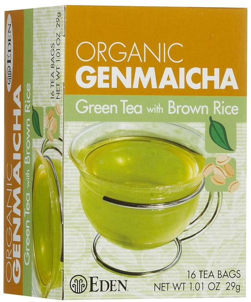 Eden Organic Green Tea with Brown Rice, Traditional Genmaicha, 16 ct Tea Bags (1.01 OZ)