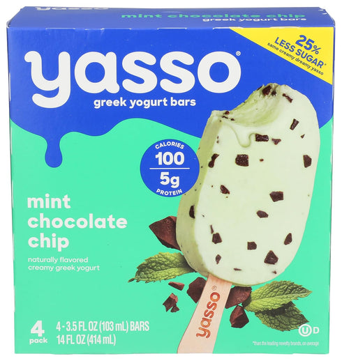 YASSO Mint Chocolate Frozen Greek Yogurt Bar 4 Count, 14 FZ