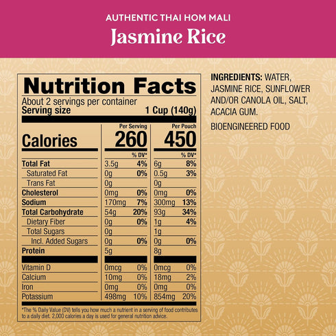 8.5 oz (Pack 4) Royal Authentic Thai Hom Mali Jasmine Rice - Microwave Rice Dinner Side Dish - Ready to Heat White Rice