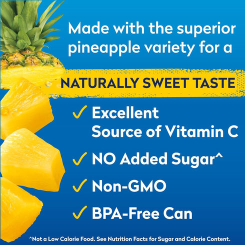 100% 15.25 Oz, 12 Count Dole Canned Fruit, Tropical Gold Pineapple Chunks in Pineapple Juice, Gluten Free, Pantry