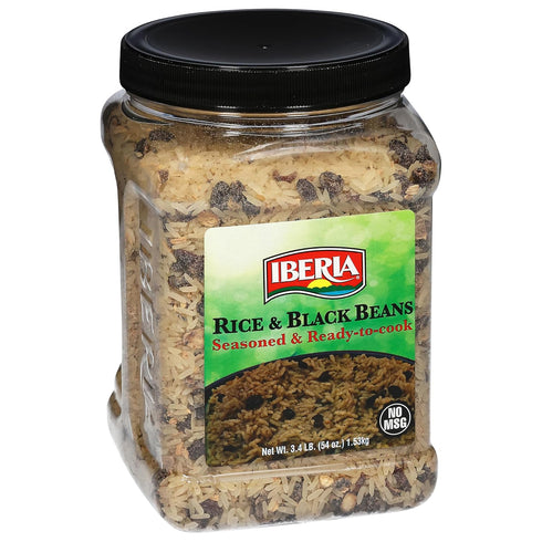3.4 lb., Iberia Rice & Black Beans, Completely Seasoned & Ready to Cook, Nutritious & Delicious Rice and Beans