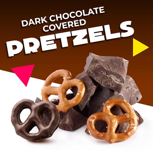 14 Dark Chocolate Covered Pretzels, Salted Pretzels in Mildly Sweet Smooth Dark Chocolate, Ounce Bag