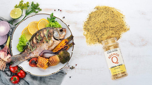 Kosmos Q Lemon Twist Seasoning, Zesty Lemon Pepper Spice Mix for Chicken, Fish, Veggies & More, 5.3 Oz Shaker Bottle