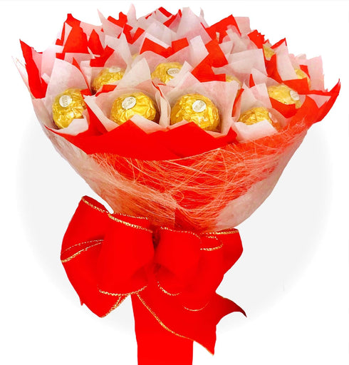 Purplebenjy 24 Count Gourmet Hazelnut Milk Chocolate, Large Candy Chocolate Gift Bouquet, Edible Red and White Roses