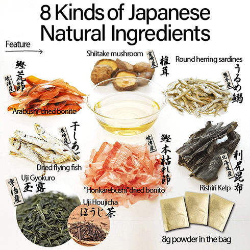 Chaganju Dashi Stock, Dashi Packet for Ramen Broth, Miso Soup, Udon, Shabu Shabu & Hot Pot Soup Base, 8g × 15pacs