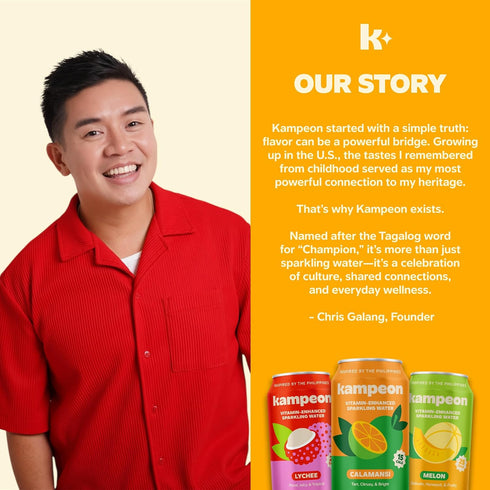 12oz (6-Pack) pack Kampeon Calamansi Filipino inspire sparkling water - Cans - Filipino Lemonade with Real Calamansi
