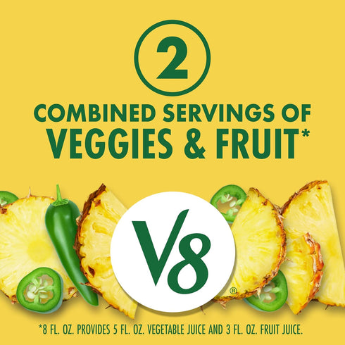 V8 100% 8 oz (6 Pack) Pineapple Jalapeno Fruit and Vegetable Juice, fl Can