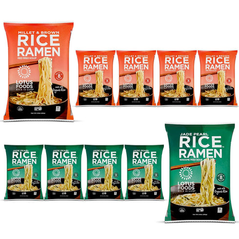 Lotus Foods Bulk Organic Rice Ramen with Miso Soup Variety Bundle -