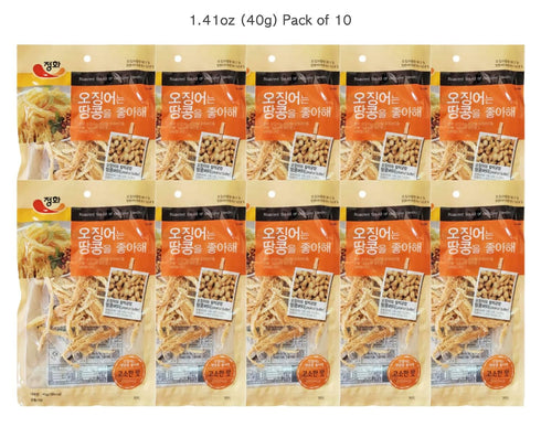caincosmetic 1.41 oz (40g), Pack 10 Korean Grilled Squid with Peanut Butter Flavor - Dried Seafood Snack, Savory