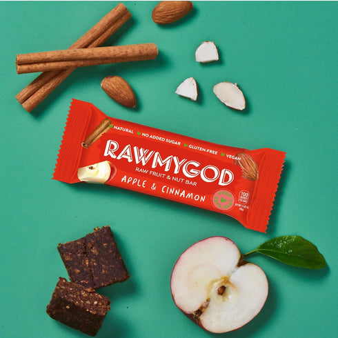 (16 Pack 4 3 3 3 3 RAWMYGOD Fruit and Nut Bars, Gluten Free, Vegan, No Added Sugar bars, Variety I - Raw Cacao, Apple