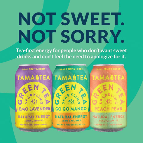Pack, 45mg 12 oz (12-Pack) Unsweetened Sparkling Green Tea by Tama Tea - Organic Iced Green Tea Variety Zero Calories