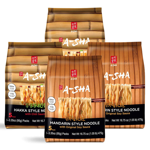 A-Sha Healthy Asian Instant Noodles with Sauce Pack | Pantry Variety Bundle