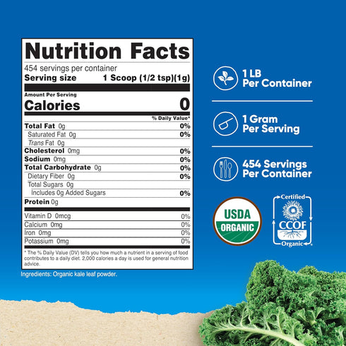 1LB Nutricost Organic Kale Powder - All Natural, Non-GMO, Gluten Free, Certified USDA Organic Kale