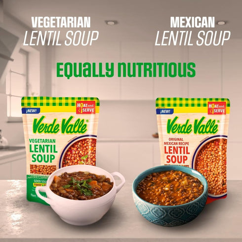 15.2 oz (Pack 1), Verde Valle Vegetarian Lentil Soup Fresh Ready to Eat of Authentic Mexican Prepared Meal, Sopa de