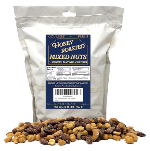 Honey Roasted Nut Mix Candied Nuts, Sweet Nuts Peanuts, Almonds & Cashews,