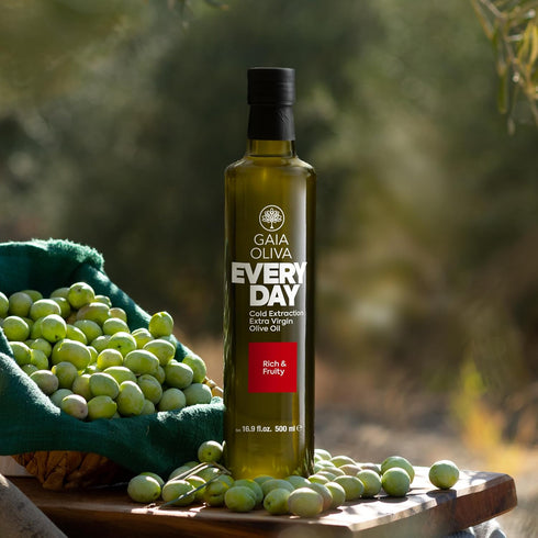 100% Gaia Oliva Everyday Extra Virgin Olive Oil Cold Pressed, Unrefined, Single Estate, Trilye Olives, Low Acidity