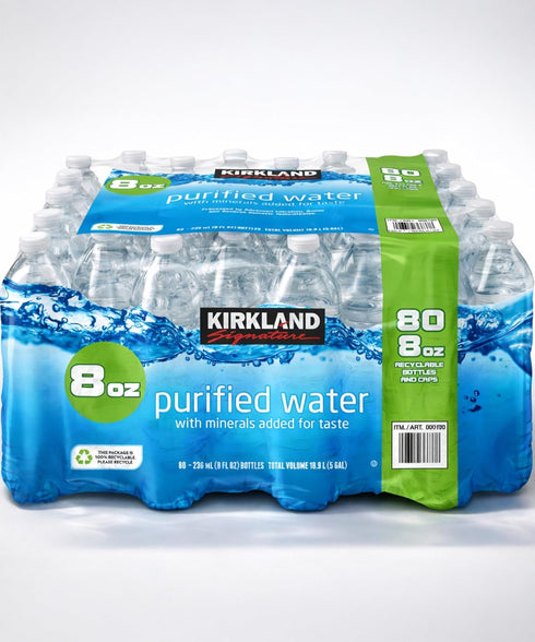 KEV&COOPER 80 Pack 8 oz Purified Drinking Water, fl Mini Water Bottles Enhanced with Minerals for a Crisp, Refreshing