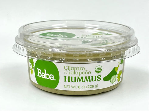 Hummus (8 oz, 6 Pack) 6 Baba Small Batch Organic - Zero Preservatives, USDA Organic, Gluten Free, Vegan, Non-GMO