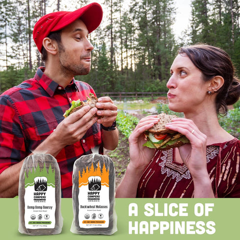 Pack 17-17.4 Oz (Pack 2) Happy Campers Variety Gluten Free Bread, Buckwheat Molasses and Hemp Multi-Seed, Non-GMO