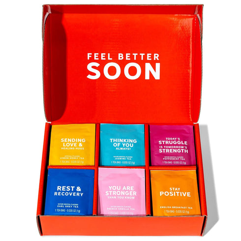 Set, 90 6 Thoughtfully Gourmet Sending Positive Vibes Tea Gift Tea Bags, Flavors, Uplifting Quotes, Great Get Well