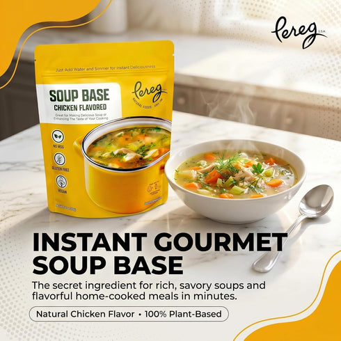 12 oz (3 Pack) Pereg Chicken Flavored Soup Base, | Vegan, Gluten-Free, No MSG | All-Natural Dry Broth Mix for Soups