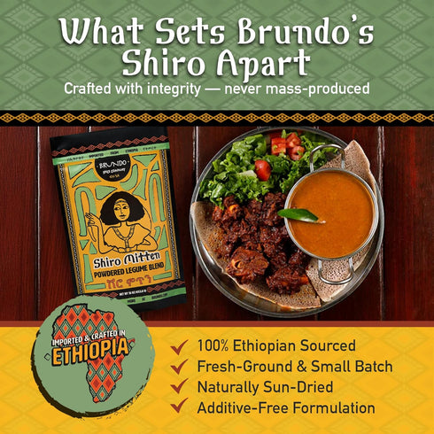 1lb/16oz Brundo Spice Company Ethiopian Shiro Mitten Spicy Chickpea (Shimbera) Legume Blend Imported from Ethiopia