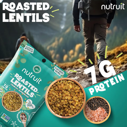 1.2oz Packs (20-Pack) Nutruit Roasted Lentil Snack - Himalayan Salt & Black Pepper Healthy - Vegan, Gluten Free