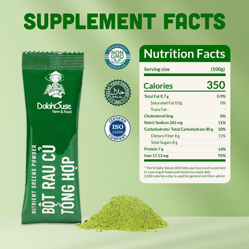 15 Immunity, 150g (15 10g Pack 2 DalaHouse Plant-Based Mix Powder Super Greens for Men & Women, Nutritional Vegetable