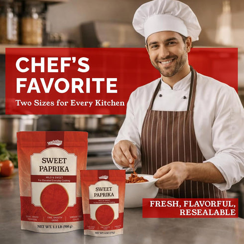 1.1 LB (500g) 220, 100% Snackathon Sweet Paprika Powder, Resealable Bulk Bag, High Color ASTA Vibrant Red, Mild