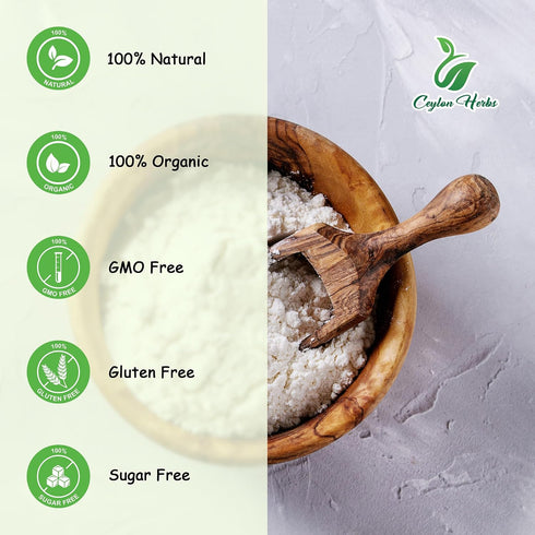 CEYLON HERBS 100% Cassava Flour - Pure, Gluten-Free, Grain-Free Flour for Baking and Cooking