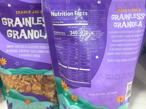 Generic 10 oz Trader Joe's Grainless Granola, Sweet and Salty Clusters with Almonds, Coconut, Sunflower Seeds, Pumpkin