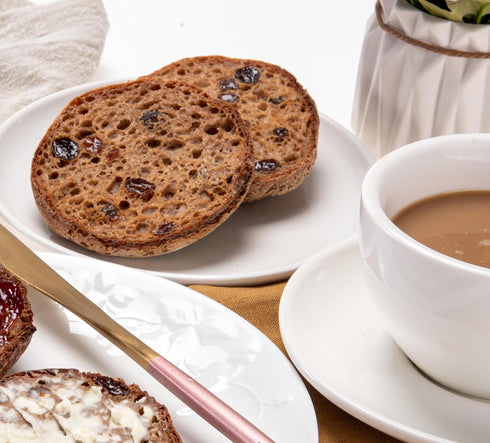 11oz (3pk) Katz Gluten Free Cinnamon Raisin English Muffins. Easy to prepare your vegan Breakfast sandwich. Dairy Free