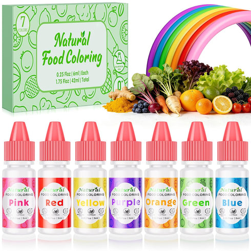 Natural Food Coloring Kit - 7 Colors Dye Free Natural Food Dye,
