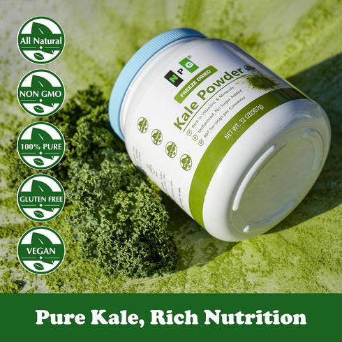32 Oz (2 LB), 100% 907 NPG Freeze-Dried Kale Powder Pure, servings, Non-GMO, Superfood powder, No Sugar Added, Raw