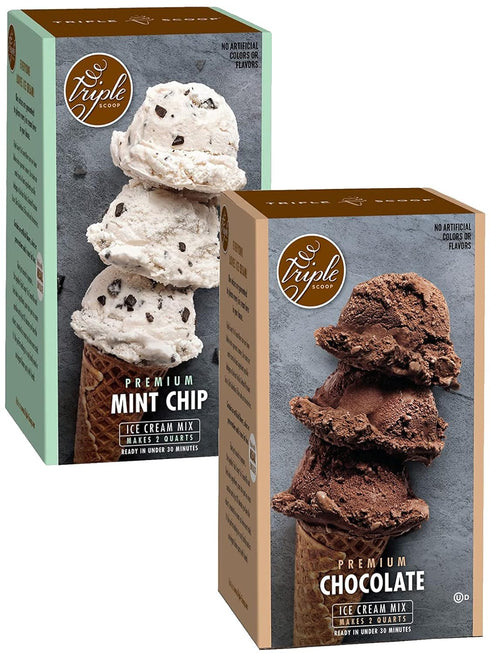 Triple Scoop Ice Cream Mix Sampler | Chocolate & Mint Chip |