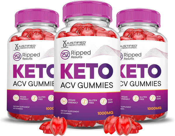 (3 Pack) Ripped Results Keto ACV Gummies Advanced Formula 1000MG Ripped Results