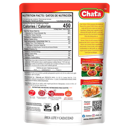 8.8 oz Chata Mexican Chicken Chilorio, Ready to Eat