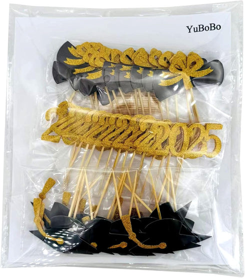 2025 Graduation Cupcake Toppers, 48 PCS Food/Appetizer Picks, Grad Cap Set, Diploma, Mini Cake Decorations