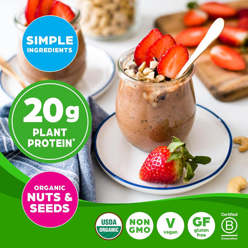 20g 1.25 lb (Packaging Orgain Organic Simple Vegan Protein Powder, Chocolate - Plant Based Protein, Made with less