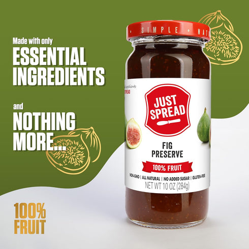 JUST SPREAD 100% 4 10oz Fruit Preserve | Made with Real Fruit Pieces & Only Ingredients | Gluten Free, Vegan, Non GMO