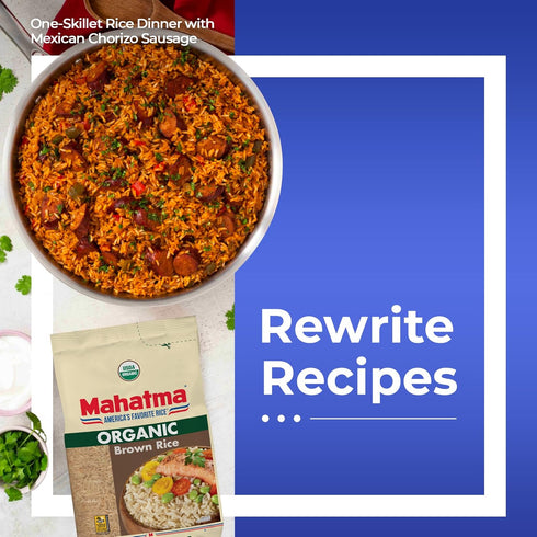 2-Pound 20 1 Mahatma Organic Brown Rice, Bag of Rice, Microwave Rice in Minutes or Cook on Stovetop in Hour