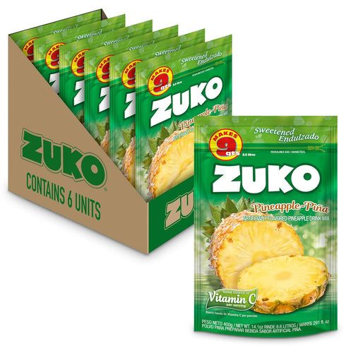 Zuko Pineapple Powdered Drink Mix Family Pack, No Added Sugar Needed, 14.1
