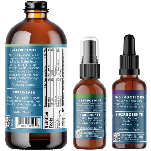 75) Set 3 12 Bluestem Botanicals, Ripple Spritz (French Gin Mixer Gift for Craft Cocktails, Organic Herbal Extract