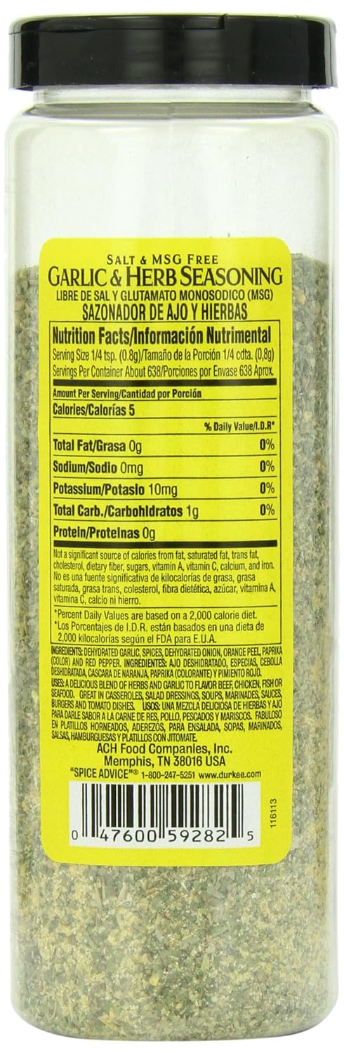 Durkee 100% 18 Salt Free Garlic and Herb Seasoning, Ounce