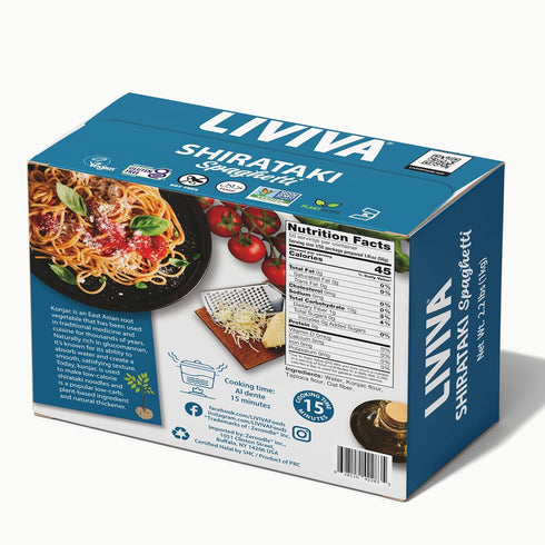 (1 LIVIVA Dried Shirataki Low Carb Plant-Based Gluten Free Pasta Konjac Noodles - Taste & Cook like Regular Spaghetti
