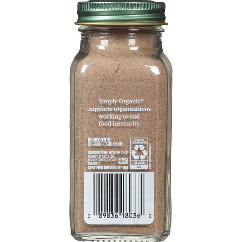 Simply Organic Cardamom, 2.82 Ounce, Certified Organic & Kosher, Aromatic, Subtly Spicy-Sweet
