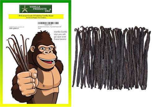 Vanilla Products USA 50 Tahitian Extract Grade B Natural Vanilla Beans 5~6" by