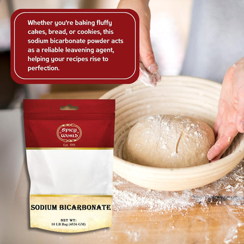 Spicy World (10 LB Sodium Bicarbonate Powder - Aluminum Free, Food Grade Baking Soda Bulk for Cleaning, Pool, Cooking