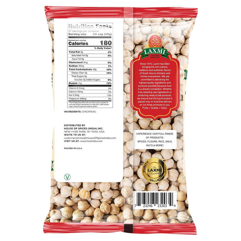 4 Laxmi Kabuli Chana White Chickpeas - Whole Chana, Pound Bag